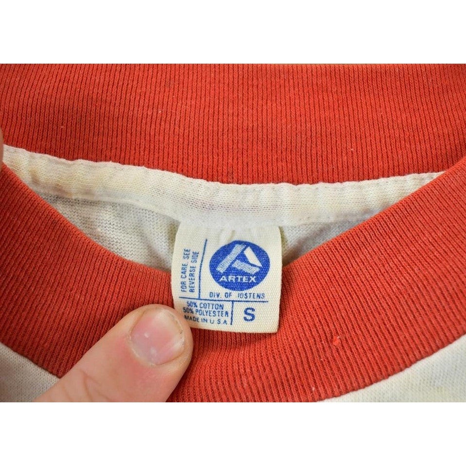 Vintage 1980s Transportation School Ringer Souvenir Single Stitch Graphic Print T-Shirt Men's XS from propervintagecanada