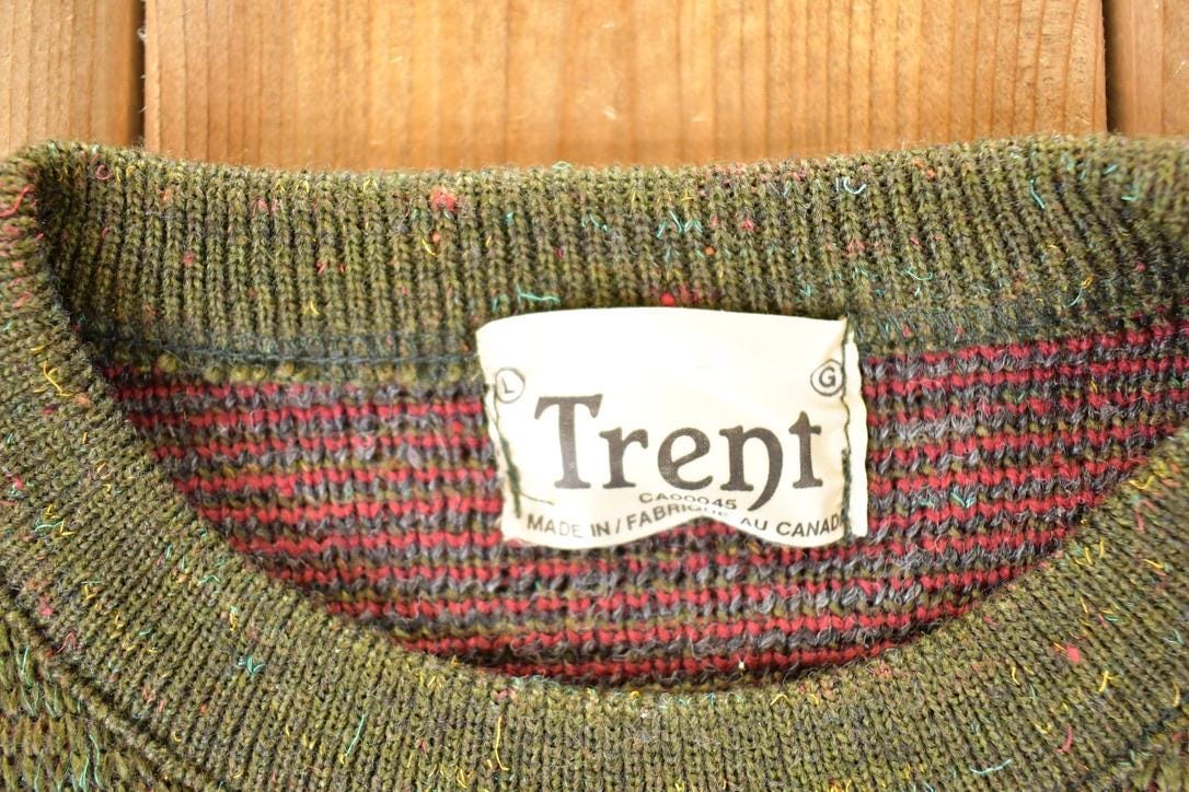 Vintage 1980s Trent Abstract Knit Crewneck Sweater Men's XL from propervintagecanada