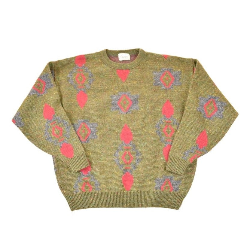 Vintage 1980s Trent Abstract Knit Crewneck Sweater Men's XL from propervintagecanada