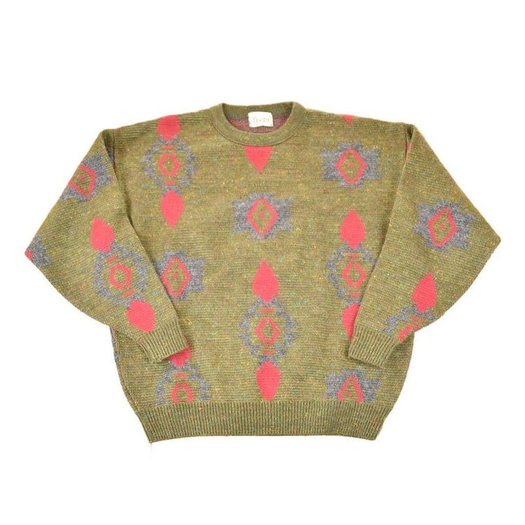 Vintage 1980s Trent Abstract Knit Crewneck Sweater Men's XL from propervintagecanada