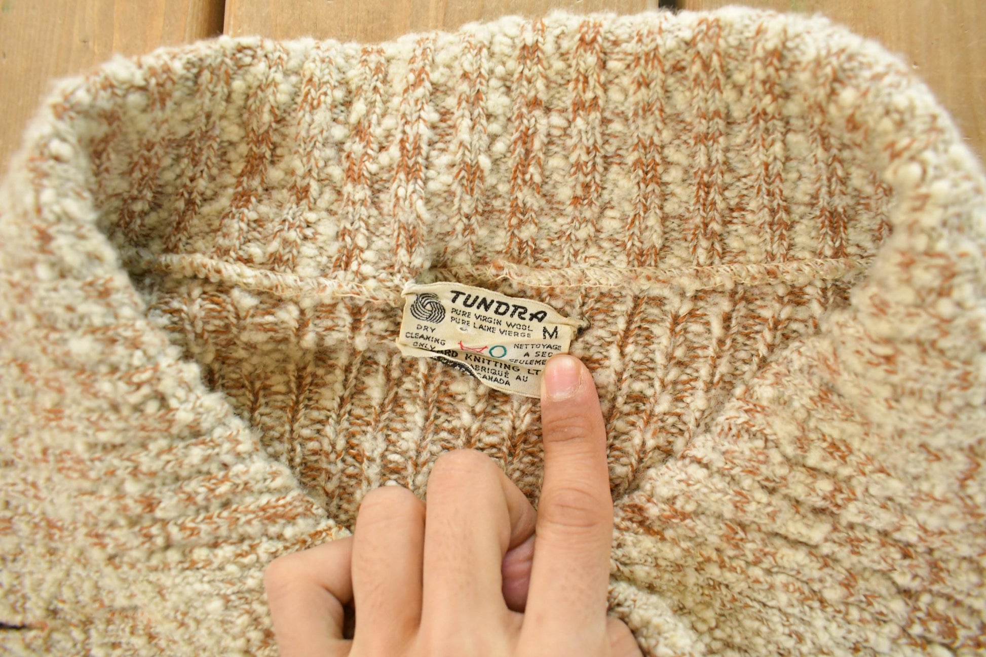 Vintage 1980s Tundra Wool Knit Cardigan Sweater Men's Medium from propervintagecanada