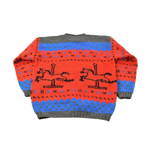 Vintage 1980s Tyler House Hand Knit Carousel Crewneck Sweater Men's Small from propervintagecanada
