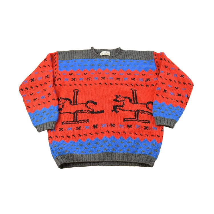 Vintage 1980s Tyler House Hand Knit Carousel Crewneck Sweater Men's Small from propervintagecanada