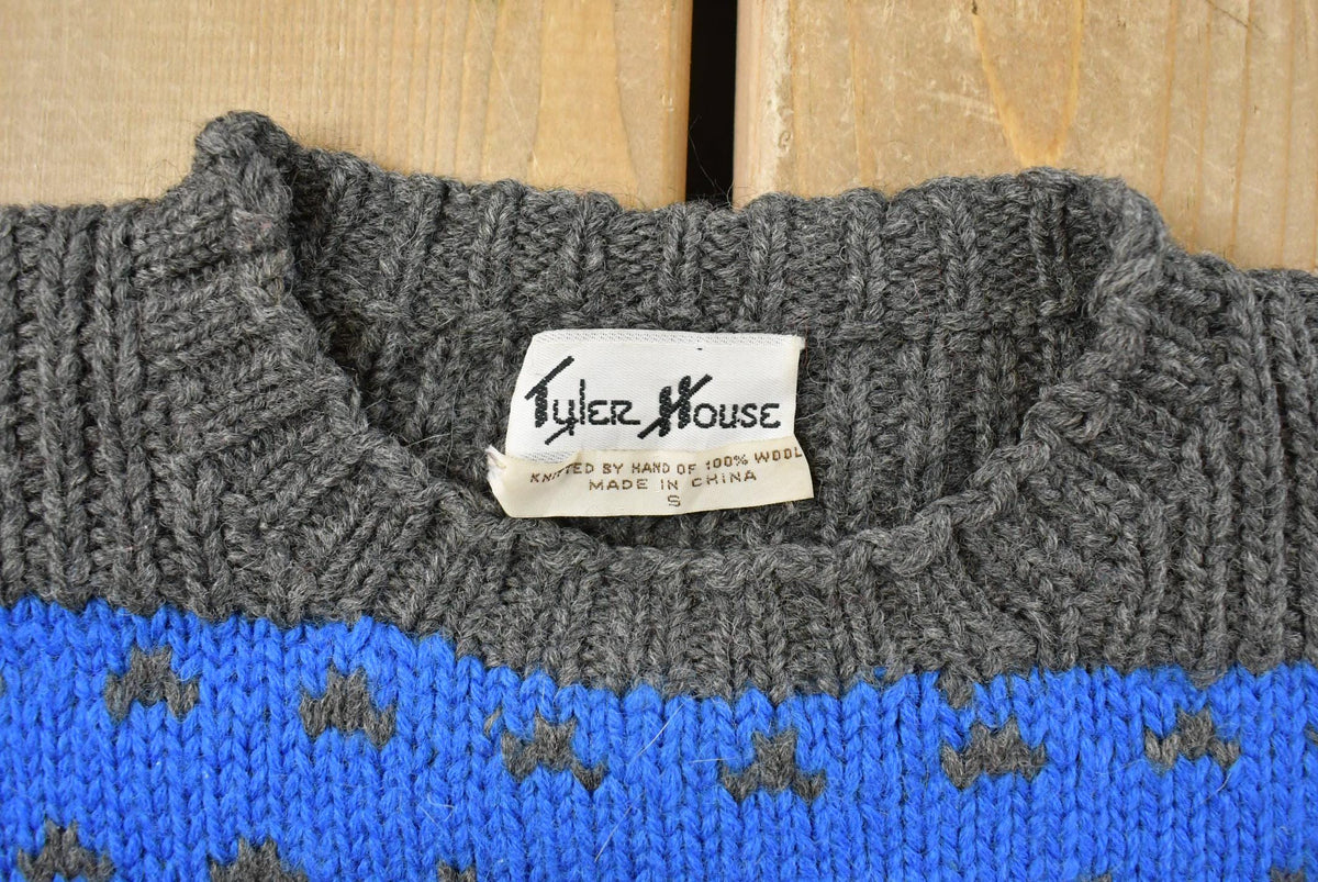 Vintage 1980s Tyler House Hand Knit Carousel Crewneck Sweater Men's Small from propervintagecanada