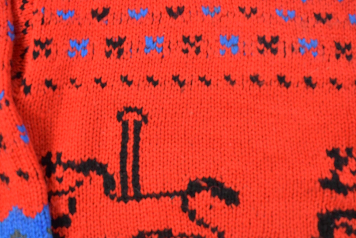 Vintage 1980s Tyler House Hand Knit Carousel Crewneck Sweater Men's Small from propervintagecanada