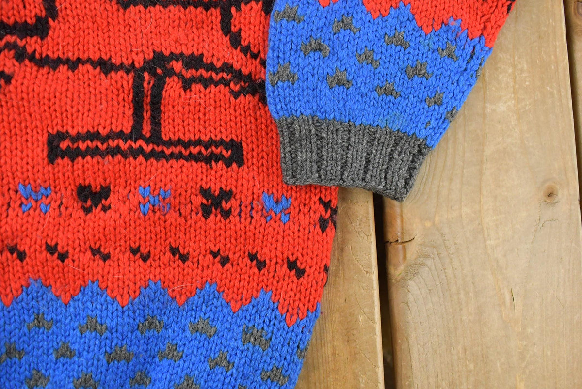 Vintage 1980s Tyler House Hand Knit Carousel Crewneck Sweater Men's Small from propervintagecanada