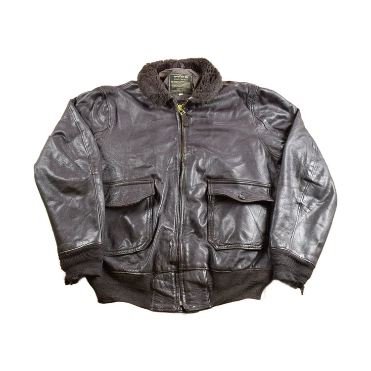 Vintage 1980s Type G-1 Leather Flight Jacket Men's Large from propervintagecanada