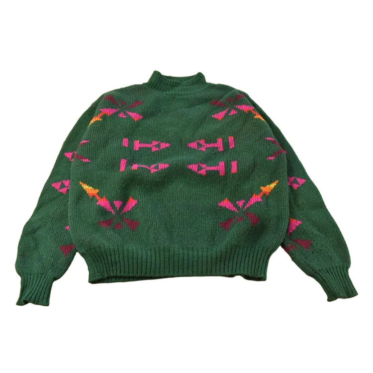Vintage 1980s United Colors of Benetton Wool Aztec Knit Crewneck Sweater Men's Medium from propervintagecanada