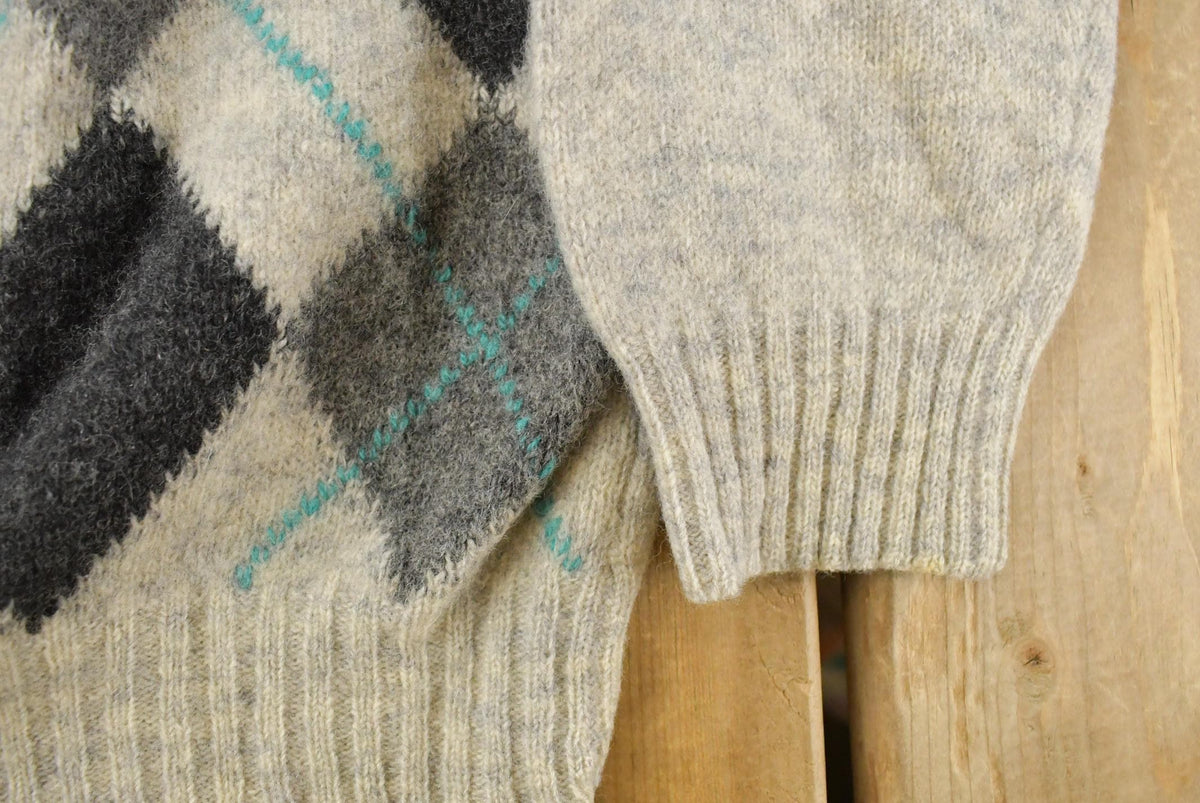 Vintage 1980s United of Benetton Argyle Wool Knit Crewneck Sweater Men's M from propervintagecanada