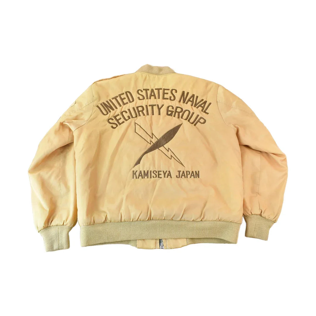 Vintage 1980s United States naval Security Group Kamiseya Japan Souvenir Bomber from propervintagecanada