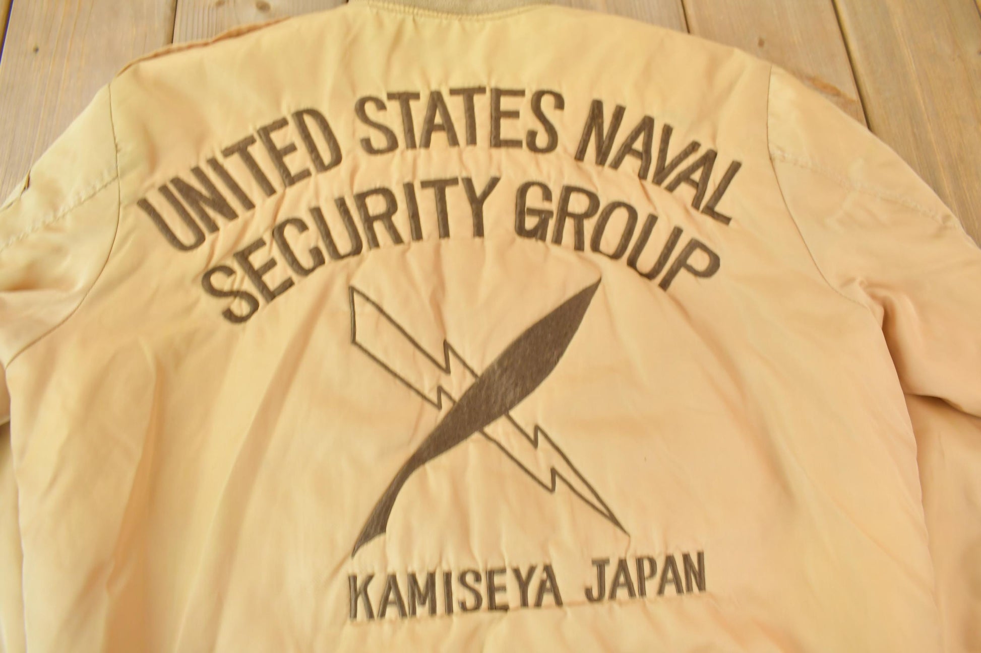 Vintage 1980s United States naval Security Group Kamiseya Japan Souvenir Bomber from propervintagecanada
