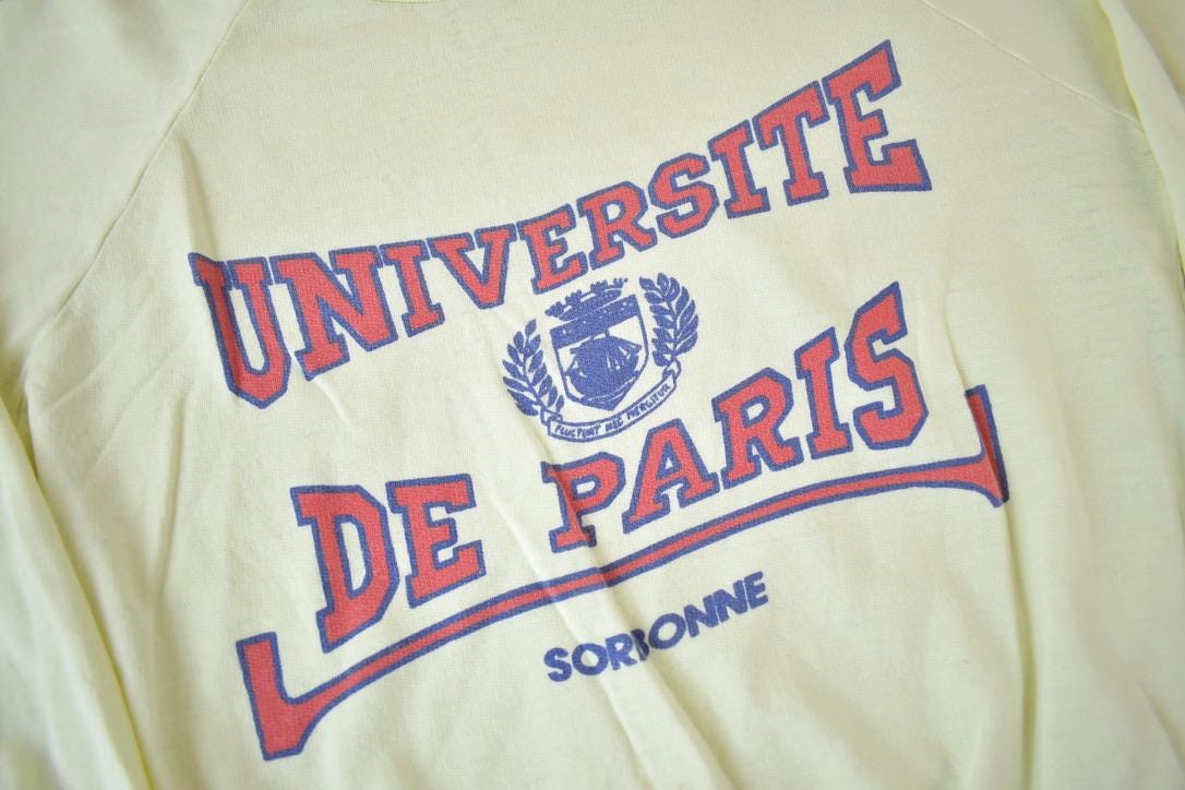 Vintage 1980s Universite De Paris Graphic Crewneck Sweatshirt Men's XS from propervintagecanada