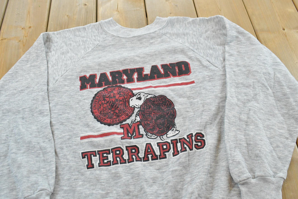 Vintage 1980s University Of Maryland Terrapins Collegiate Crewneck Raglan Sweatshirt Men's M from propervintagecanada