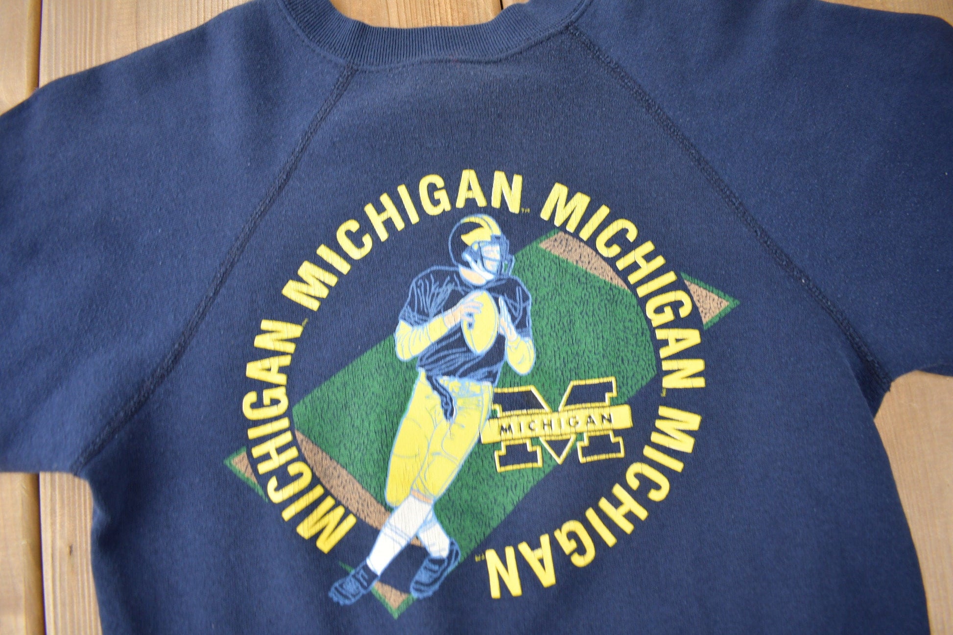 Vintage 1980s University Of Michigan Collegiate Football Crewneck Youth Large from propervintagecanada