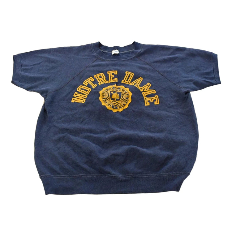 Vintage 1980s University Of Notre Dame Fighting Irish Short Sleeve Crewneck Sweatshirt Men's S from propervintagecanada