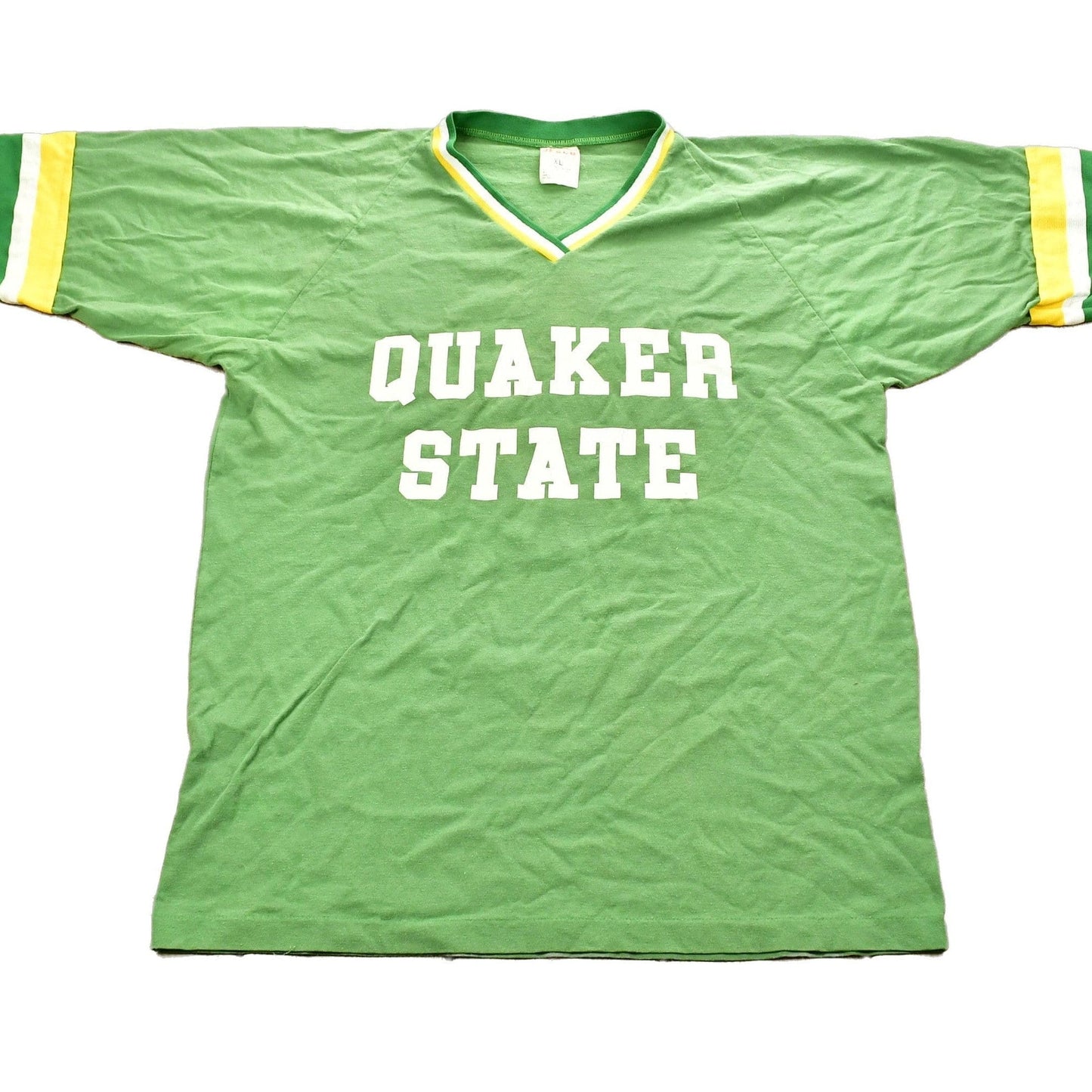 Vintage 1980s University of Quaker State Collegiate Ringer T-Shirt Men's Medium from propervintagecanada