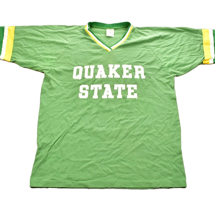 Vintage 1980s University of Quaker State Collegiate Ringer T-Shirt Men's Medium from propervintagecanada