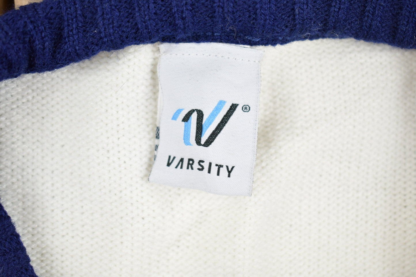 Vintage 1980s Varsity Sweater 'NHS' Knit V-Neck Sweater Men's Small from propervintagecanada