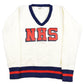 Vintage 1980s Varsity Sweater 'NHS' Knit V-Neck Sweater Men's Small from propervintagecanada