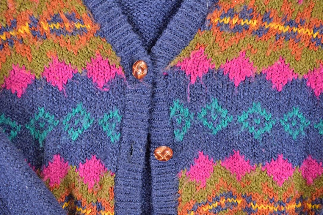 Vintage 1980s Victoria Jones Petites Abstract Knit Cardigan Sweater Women's S from propervintagecanada