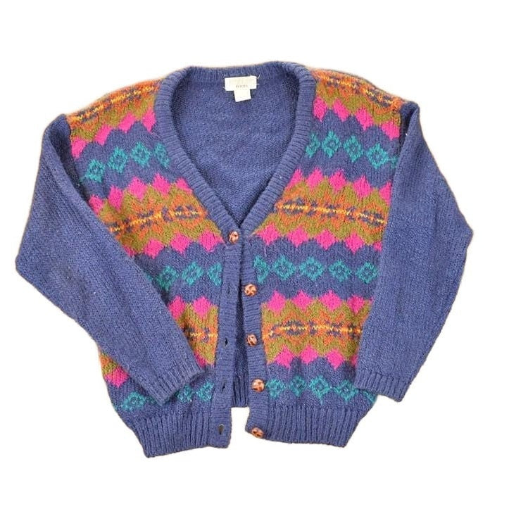 Vintage 1980s Victoria Jones Petites Abstract Knit Cardigan Sweater Women's S from propervintagecanada