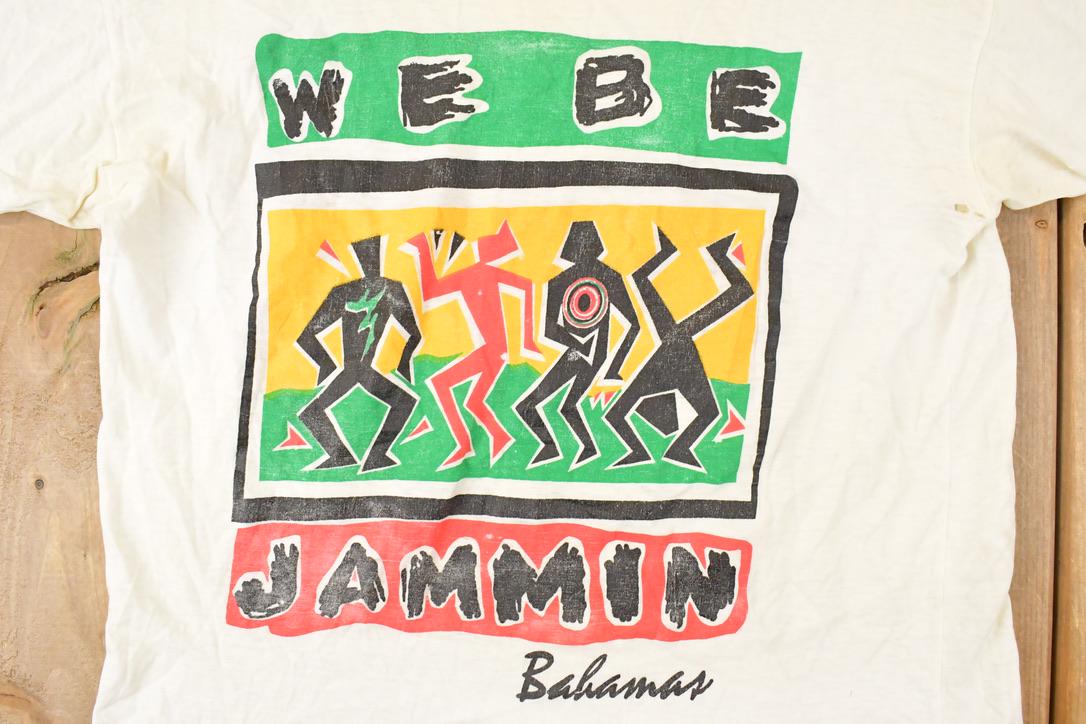Vintage 1980s We Be Jammin Souvenir Jamaica Travel T-Shirt Men's S from propervintagecanada