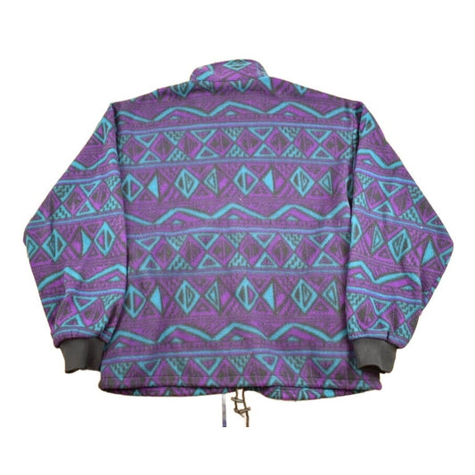 Vintage 1980s Wear And Tear Aztec Full Zip Fleece Sweater Men's Large from propervintagecanada