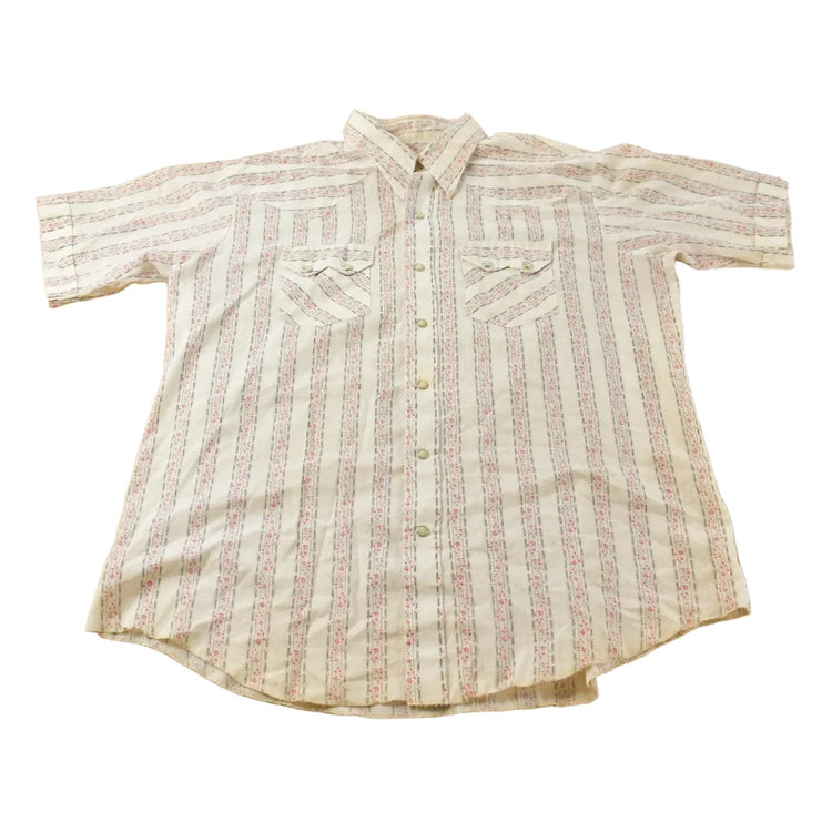 Vintage 1980s Western Shirt Pearl Snap Short Sleeve Button Up Shirt Mens XL from propervintagecanada