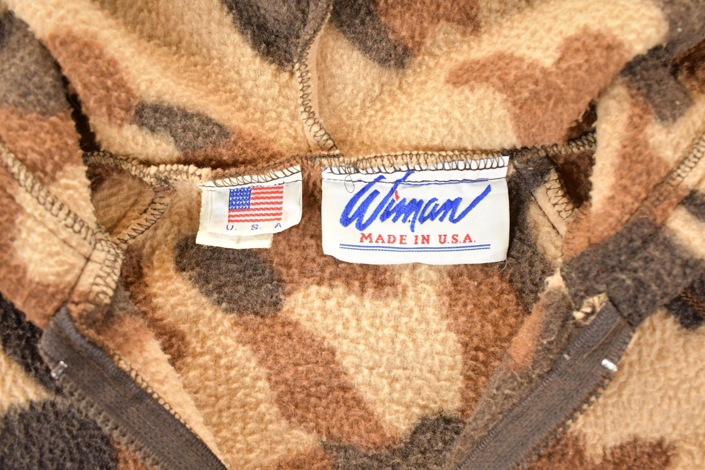 Vintage 1980s Wiman Camo Fleece Hoodie Sweatshirt Men's M from propervintagecanada