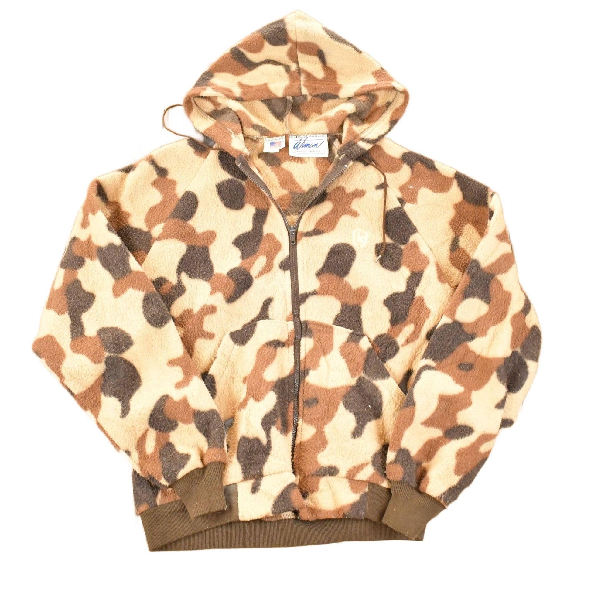 Vintage 1980s Wiman Camo Fleece Hoodie Sweatshirt Men's M from propervintagecanada