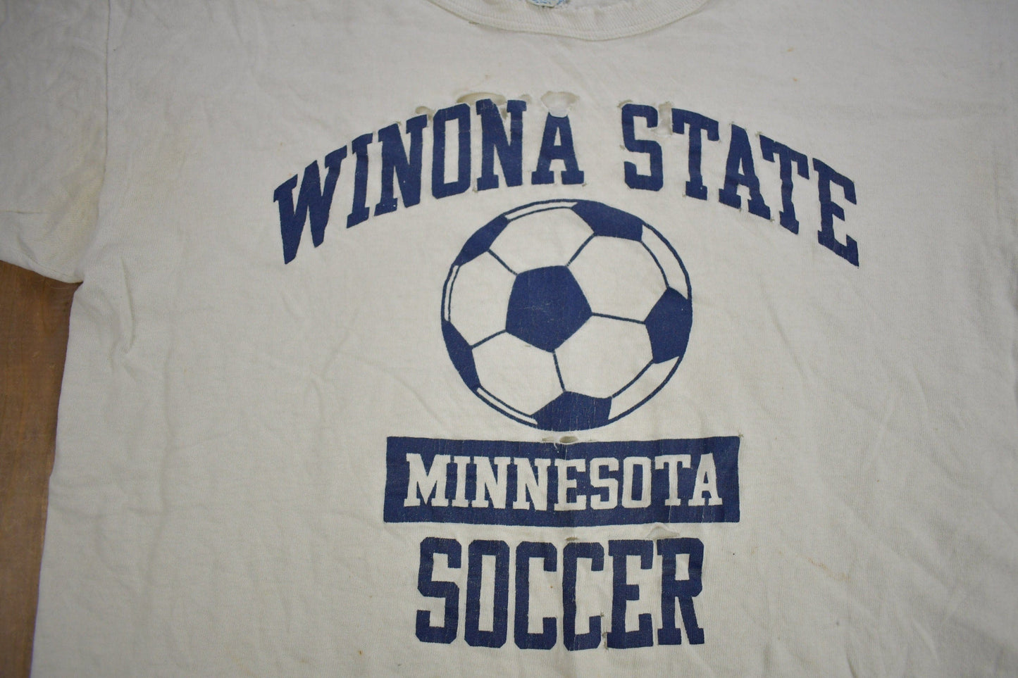 Vintage 1980s Winona State Soccer Collegiate Champion T-Shirt Men's Large from propervintagecanada