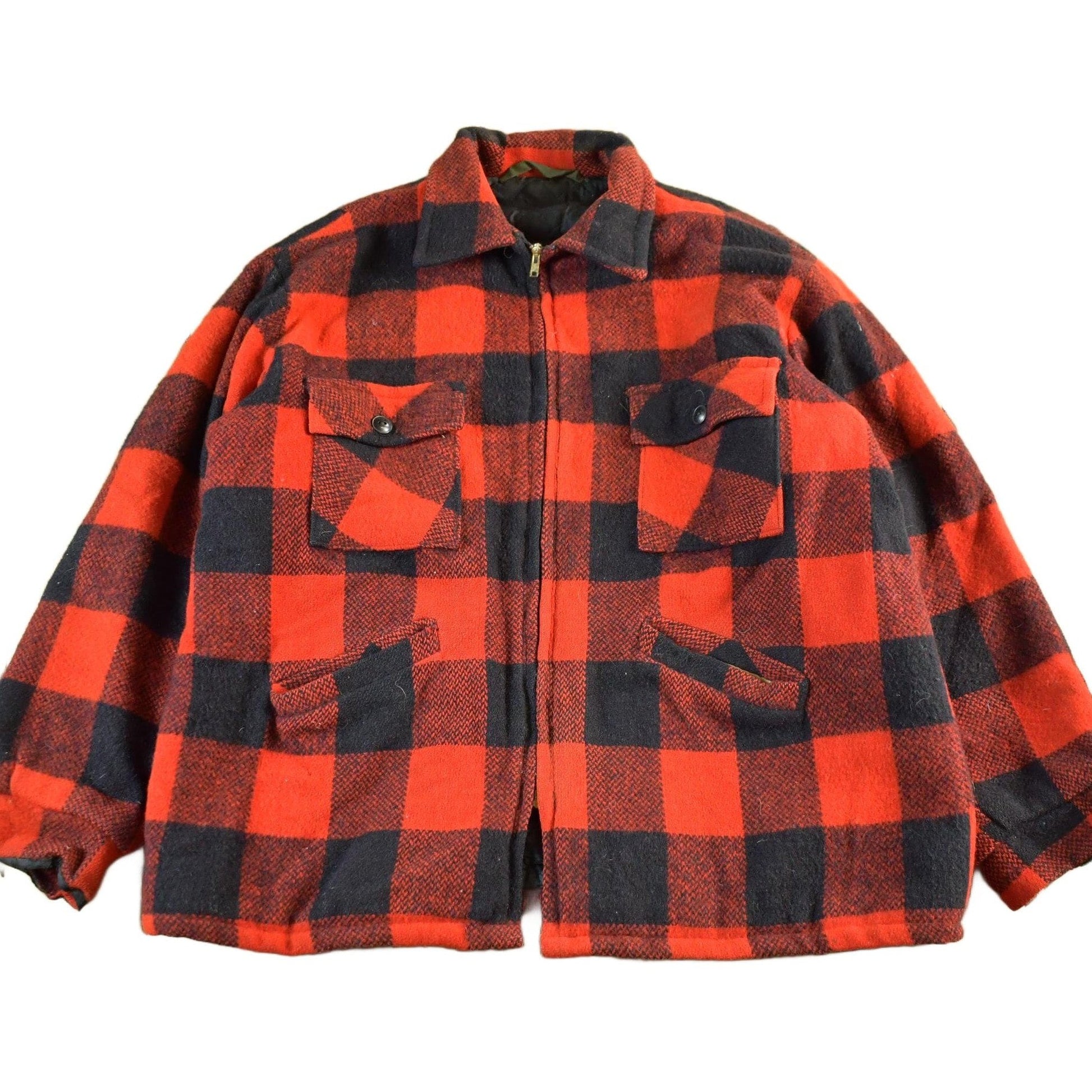Vintage 1980s Wool Buffalo Plaid Button Up Shacket Men's XL from propervintagecanada
