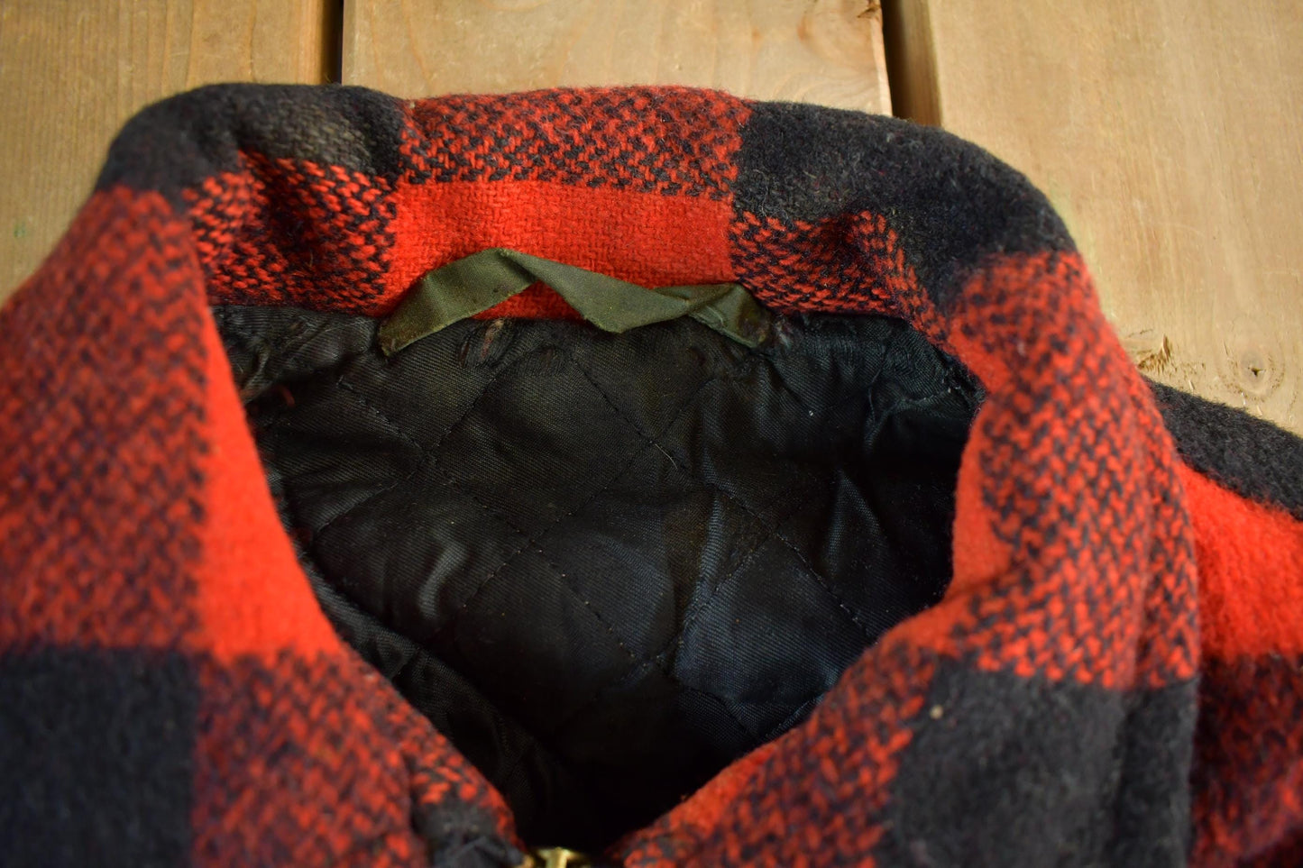 Vintage 1980s Wool Buffalo Plaid Button Up Shacket Men's XL from propervintagecanada