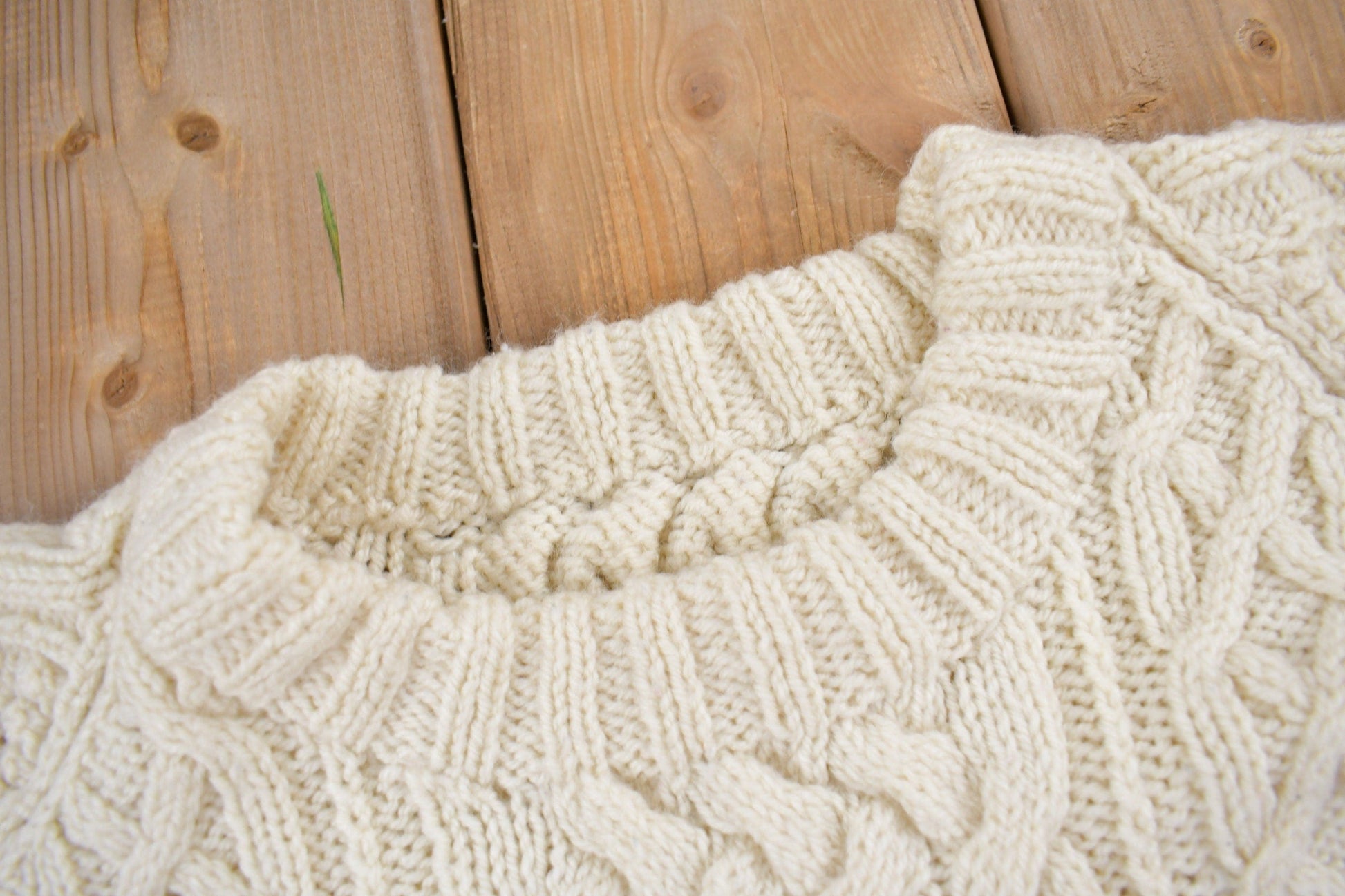 Vintage 1980s Wool Cable Knit Crewneck Sweater Men's Medium from propervintagecanada