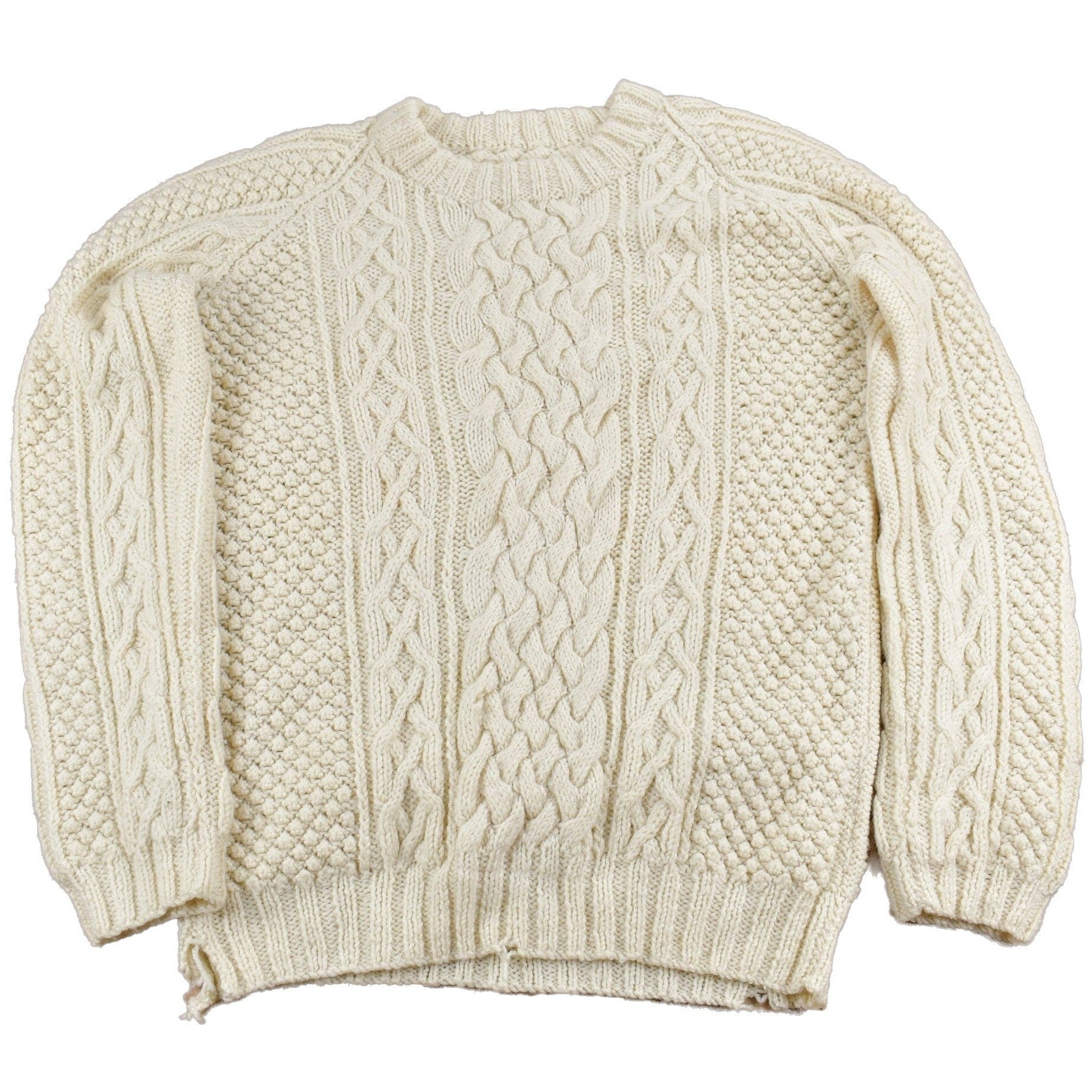 Vintage 1980s Wool Cable Knit Crewneck Sweater Men's Medium from propervintagecanada