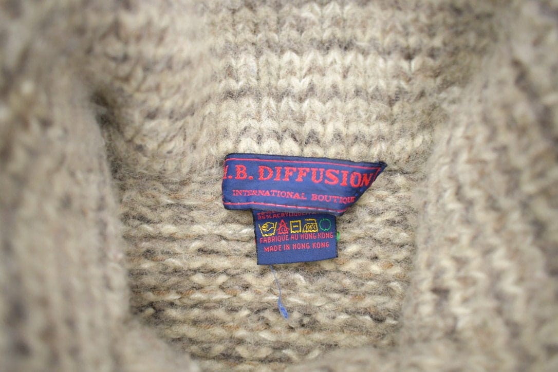 Vintage 1980s Wool Knit Button Up Sweater Men's Medium from propervintagecanada