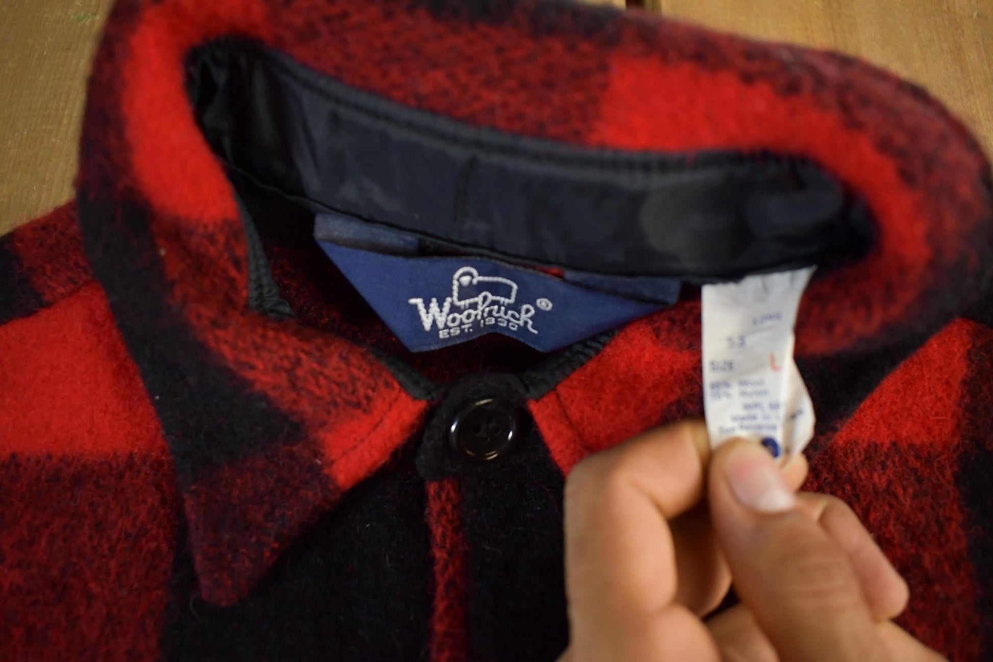 Vintage 1980s Woolrich Buffalo Plaid Flannel Button Up Shirt Men's Large from propervintagecanada