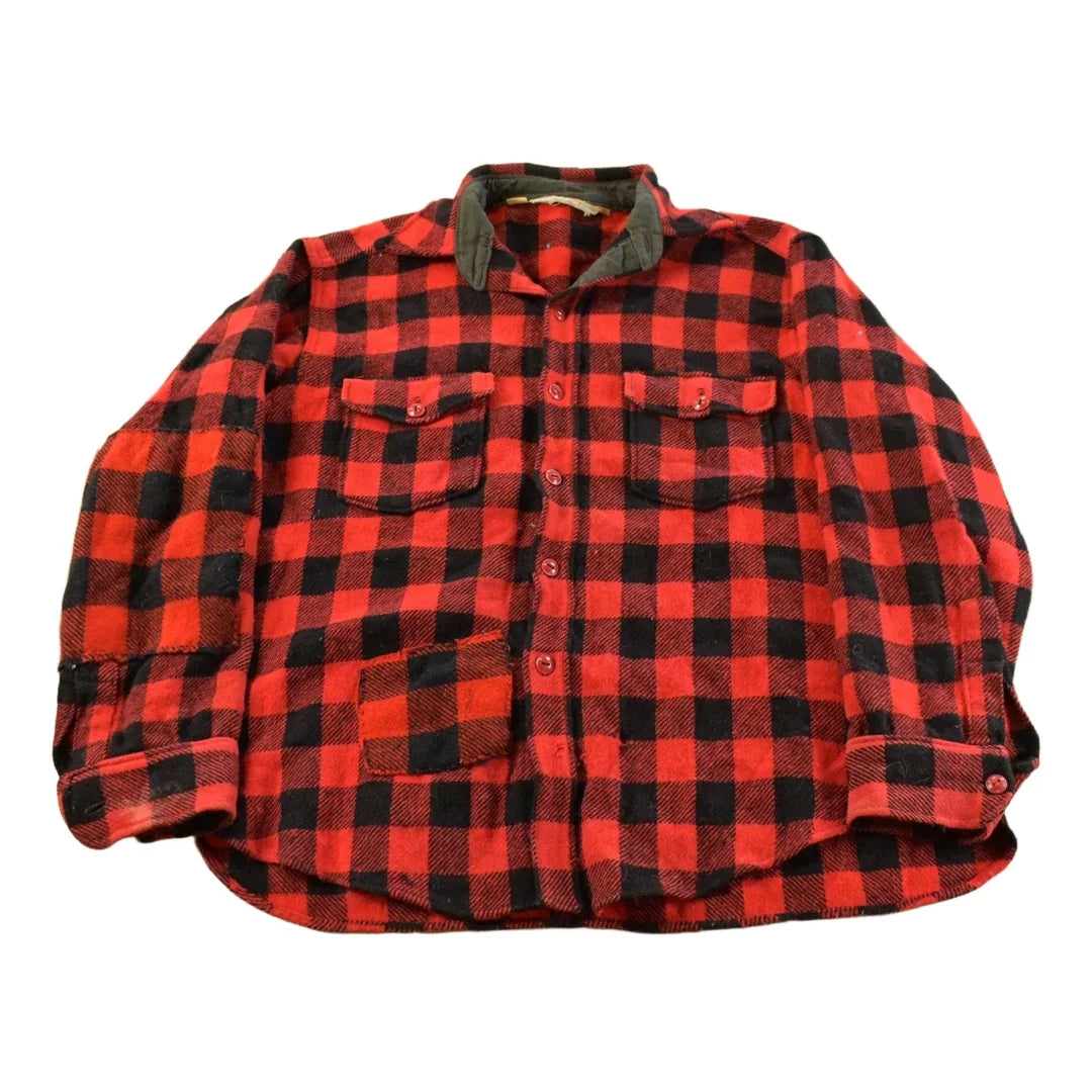 Vintage 1980s Woolrich Buffalo Plaid Flannel Button Up Shirt Men's XL from propervintagecanada