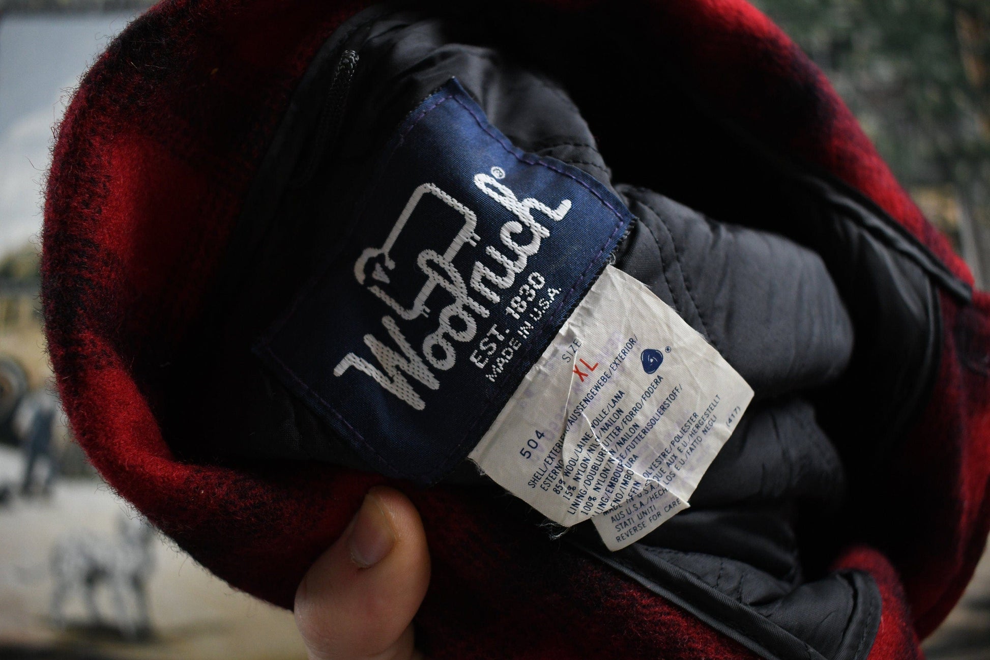Vintage 1980s Woolrich Buffalo Plaid Hunting Jacket Men's XL from propervintagecanada