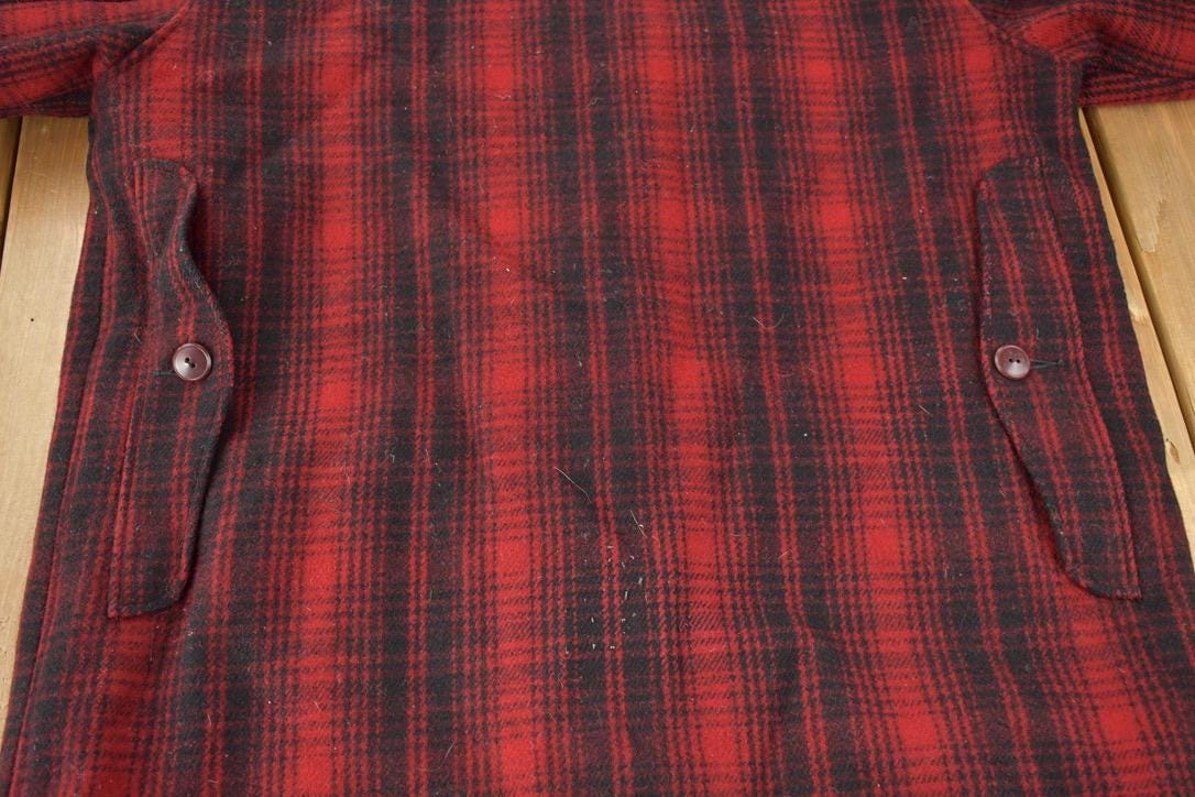 Vintage 1980s Woolrich Wool Buffalo Plaid Button Up Jacket Men's Large from propervintagecanada