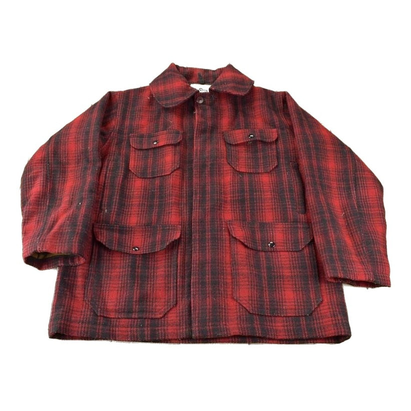 Vintage 1980s Woolrich Wool Buffalo Plaid Button Up Jacket Men's Large