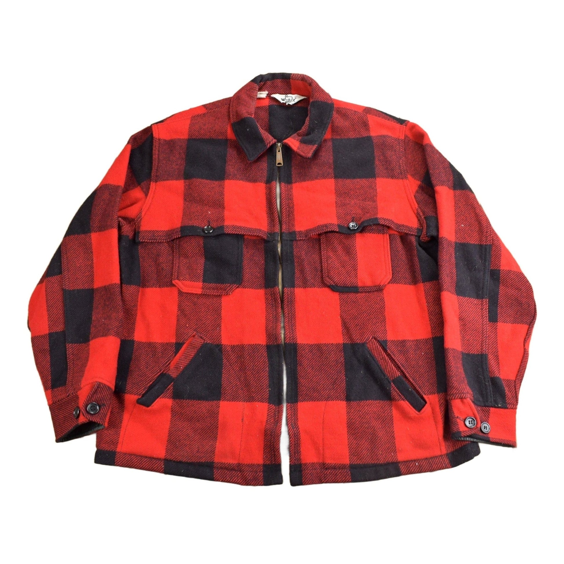 Vintage 1980s Woolrich Wool Buffalo Plaid Button Up Shacket Men's Large from propervintagecanada