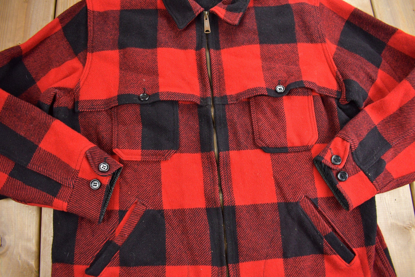 Vintage 1980s Woolrich Wool Buffalo Plaid Button Up Shacket Men's Large from propervintagecanada