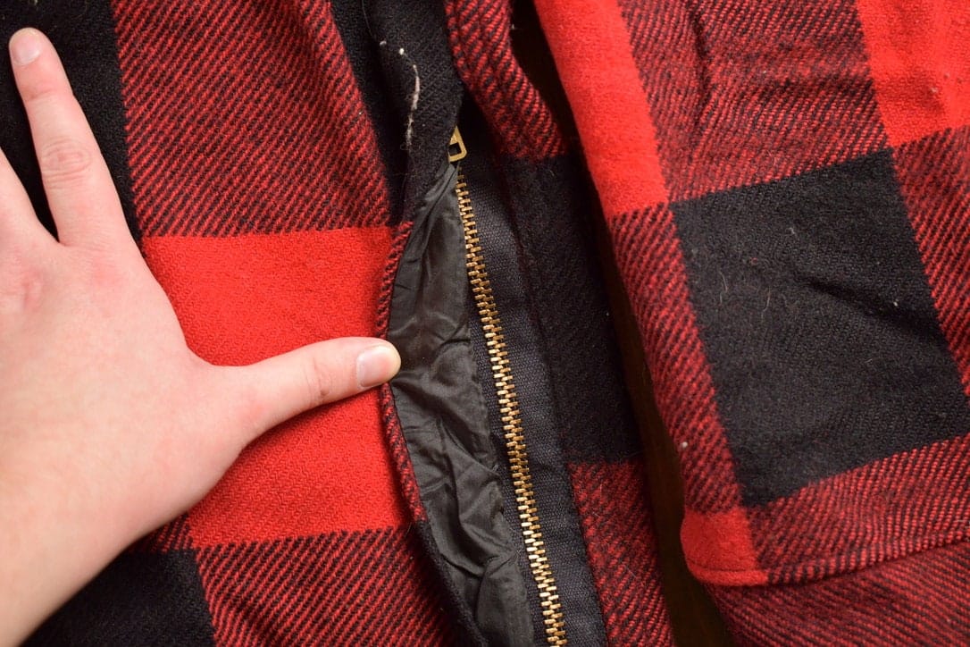 Vintage 1980s Woolrich Wool Plaid Zip Up Shacket Men's XL from propervintagecanada