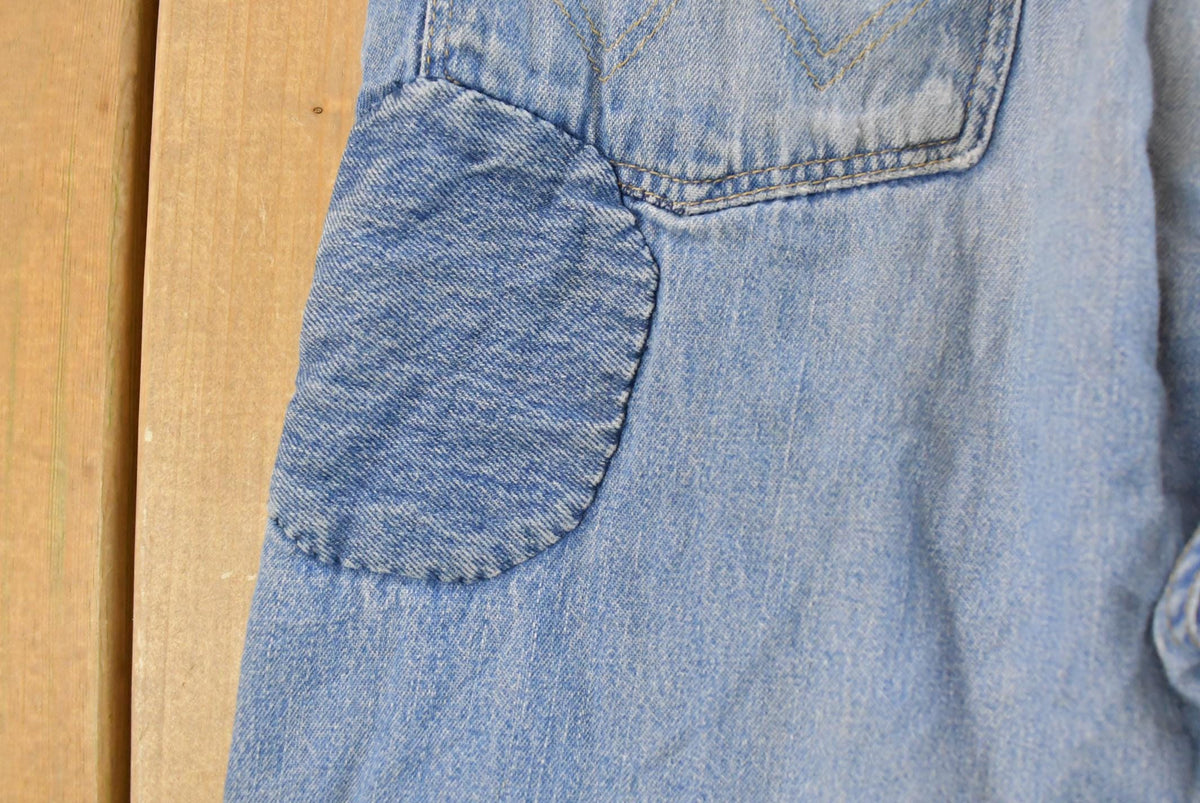 Vintage 1980s Wrangler Fleece Lined Patchwork Denim Jeans Men's 32 x 27 from propervintagecanada