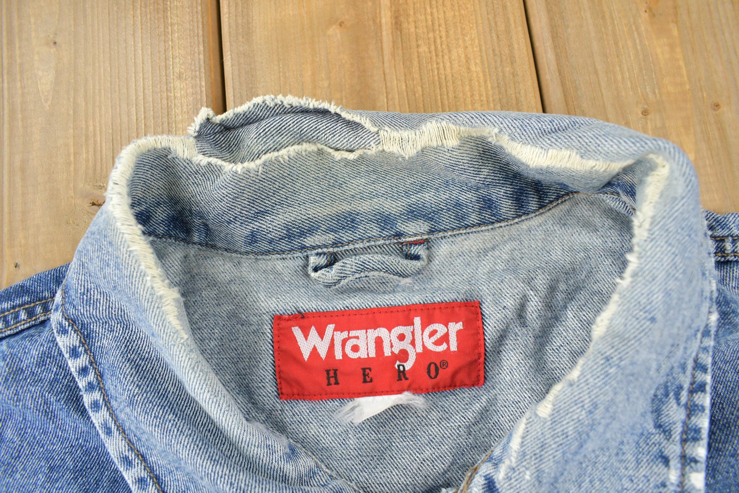 Vintage 1980s Wrangler Hero Light Wash Jean Jacket Men's 2XL from propervintagecanada