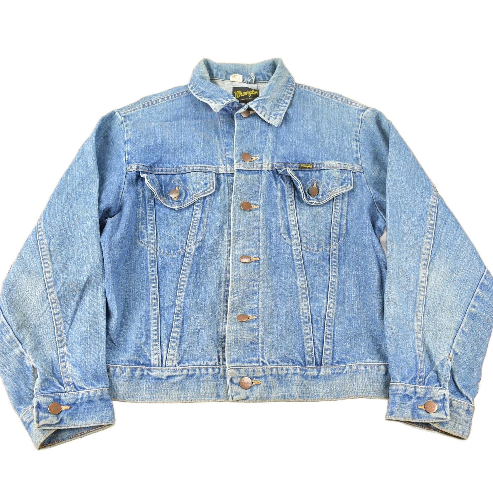Vintage 1980s Wrangler Light Wash Jean Jacket Men's S from propervintagecanada