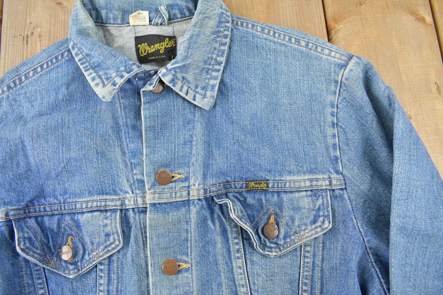Vintage 1980s Wrangler Light Wash Jean Jacket Men's S from propervintagecanada