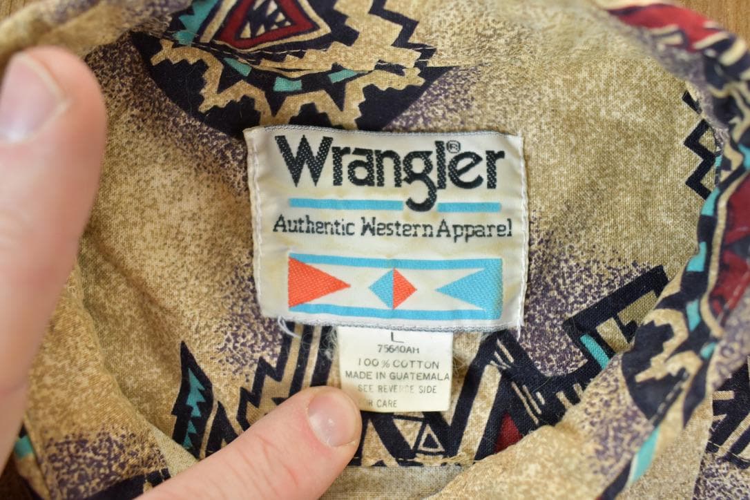 Vintage 1980s Wrangler Western Style Snap Button Shirt Men's Large from propervintagecanada