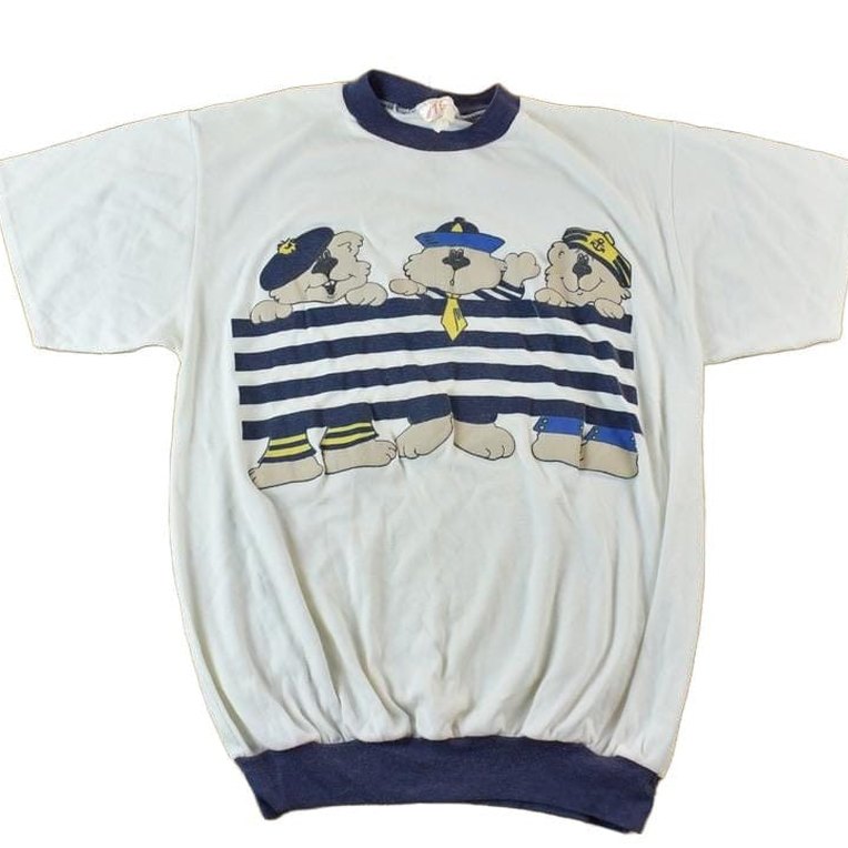 Vintage 1980s Yacht Bear Graphic T-Shirt Men's Small from propervintagecanada